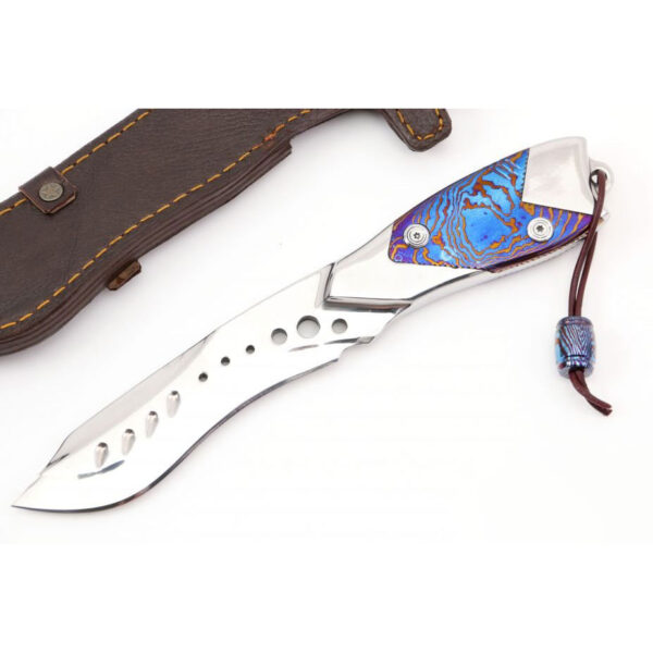 Integral knife MokuTi inlays - Damascus steel edc