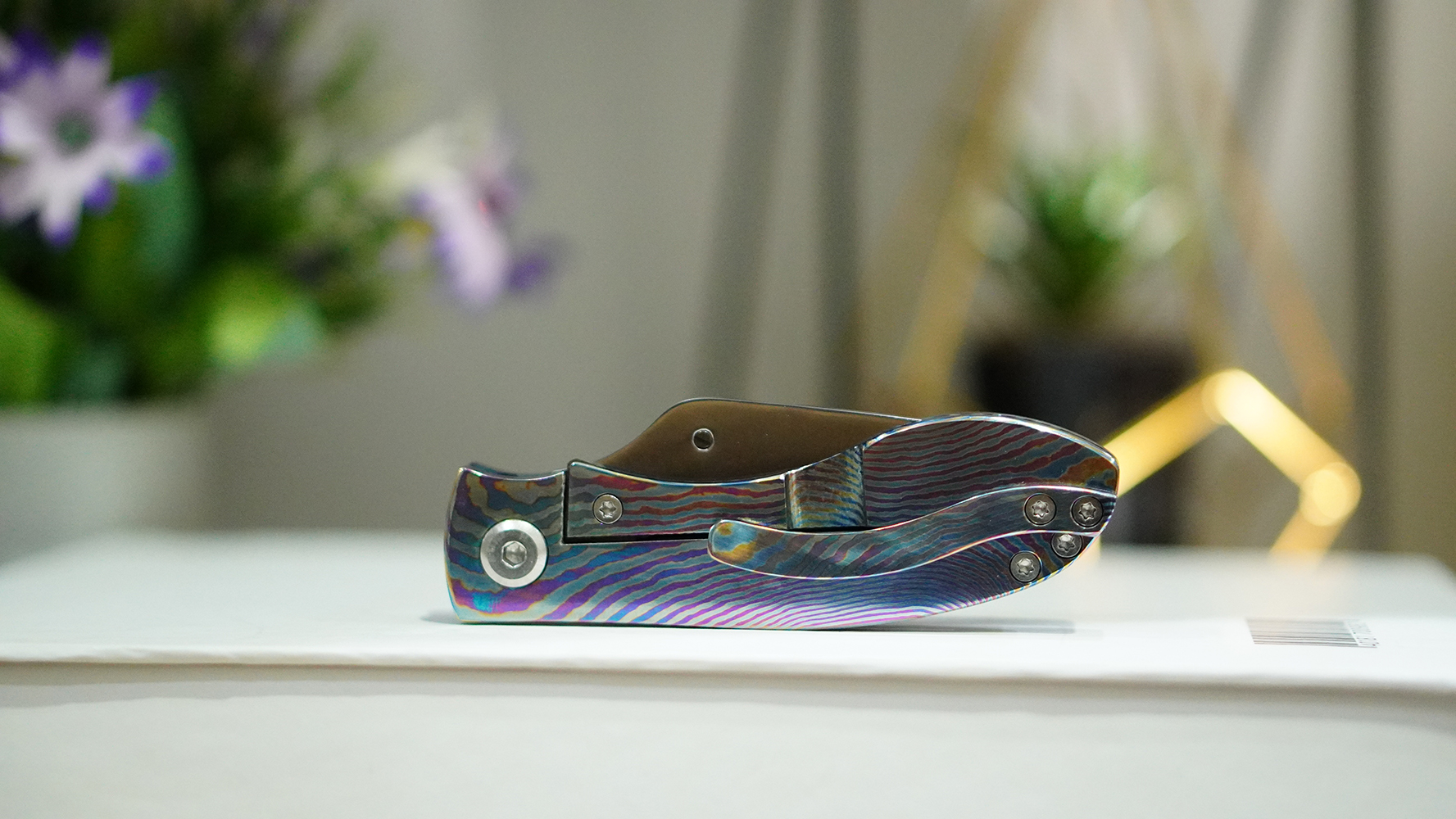Niobium® Titanium Timascus Folding Knife with D2 Blade - Image 4