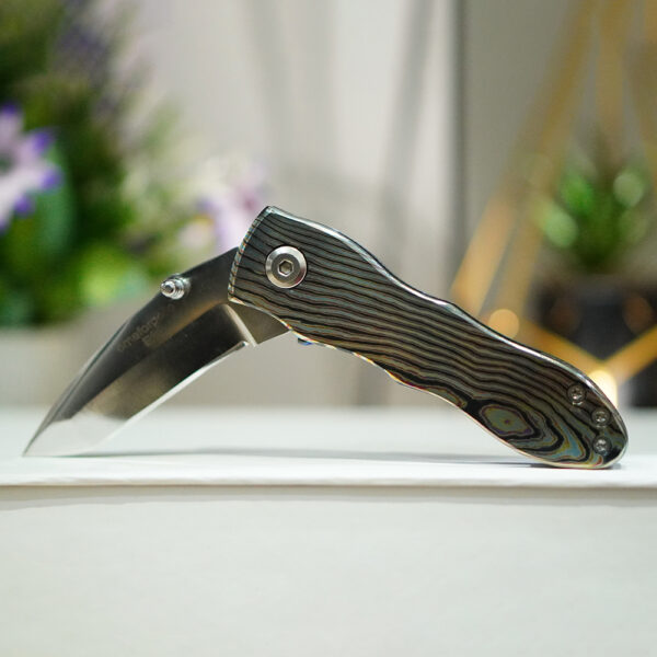 Black Timascus Folding Knife with D2 Tanto Blade