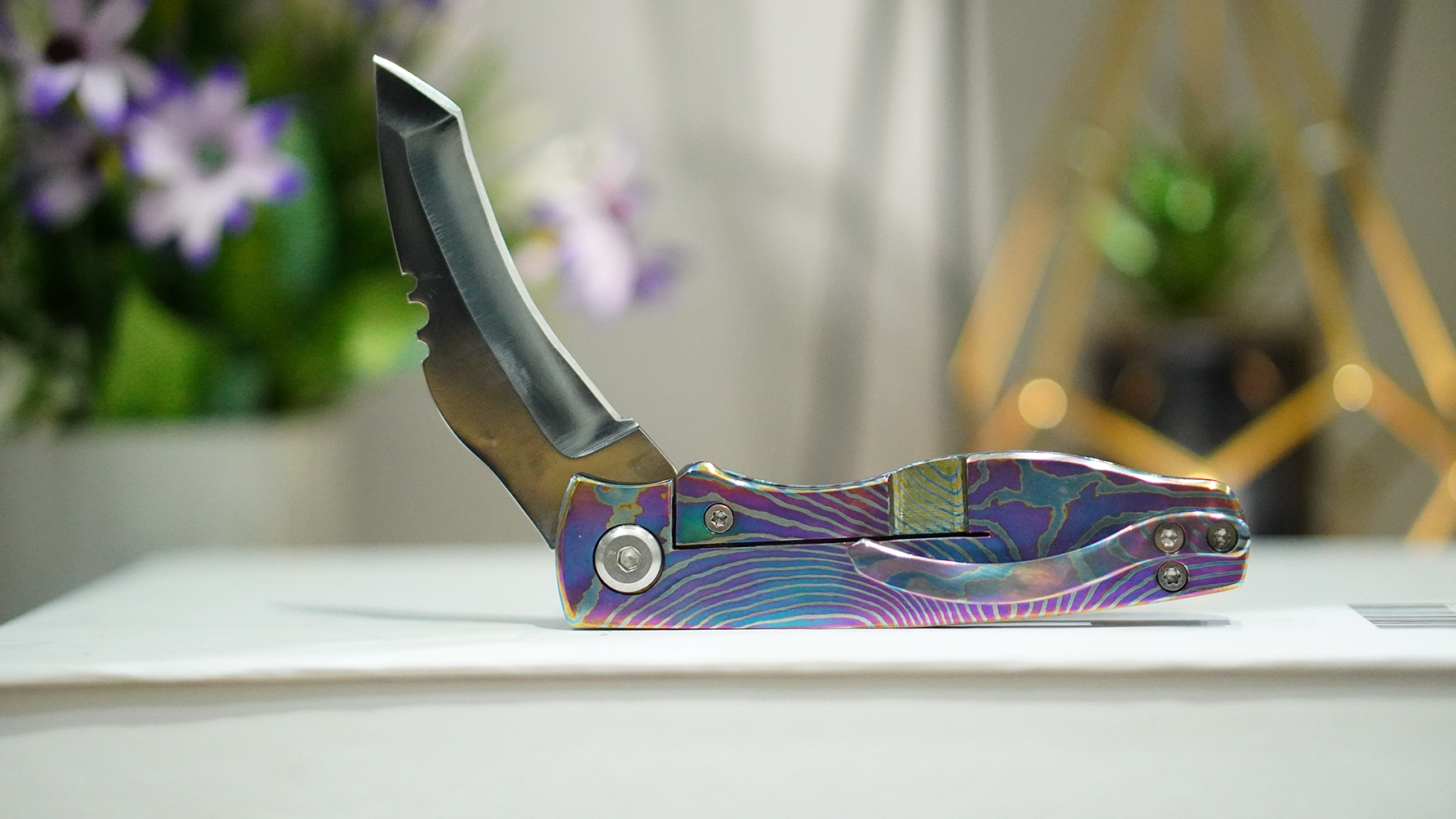 Niobium® Titanium & Timascus Handle Folding Knife - Image 2