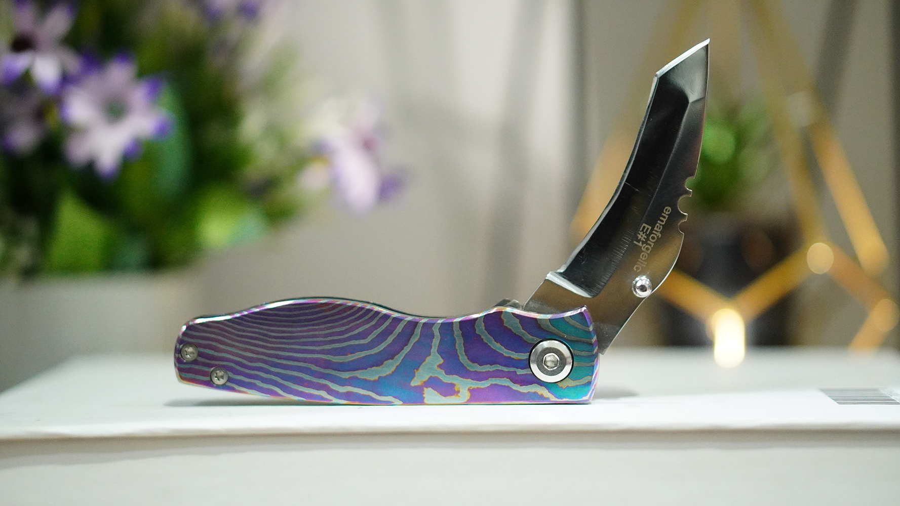 Niobium® Titanium & Timascus Handle Folding Knife - Image 3