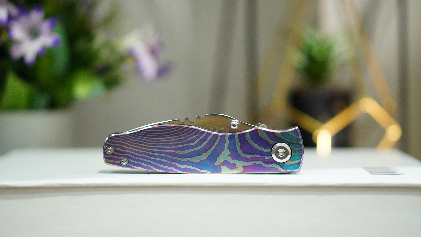 Niobium® Titanium & Timascus Handle Folding Knife - Image 5
