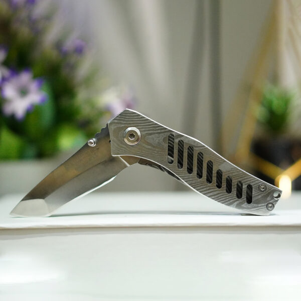 SS Damascus & Timascus Scales Folding Knife with D2 Blade