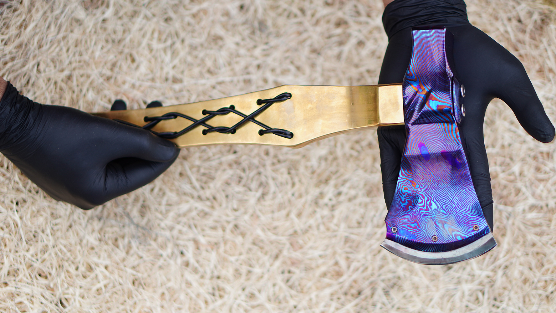 Viking Twist Timascus Axe – Hand Forged Fighting Tool - Image 5