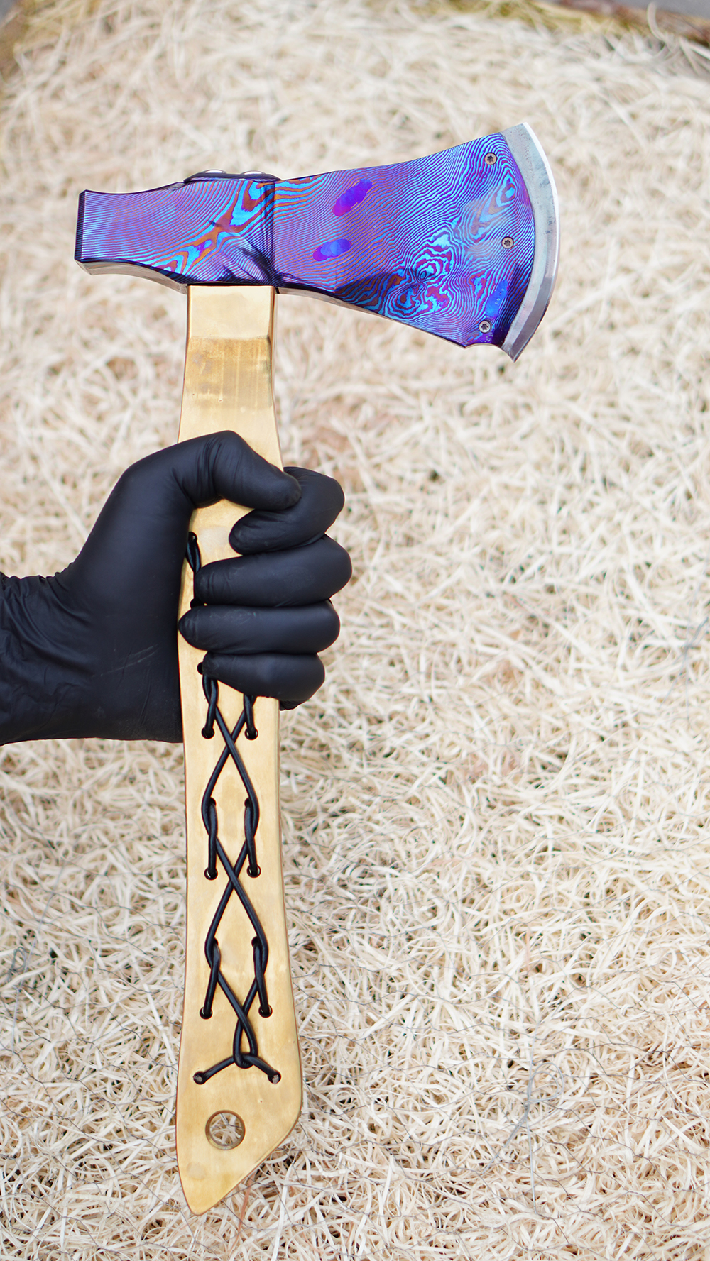 Viking Twist Timascus Axe – Hand Forged Fighting Tool - Image 3