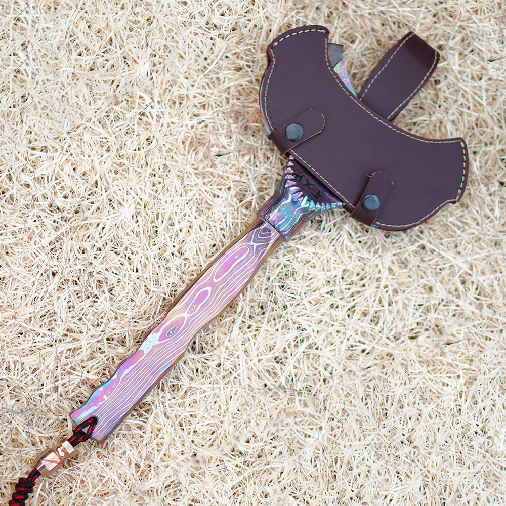 Black Timascus Handle Viking Double-Head Axe – Double Bit - Image 3