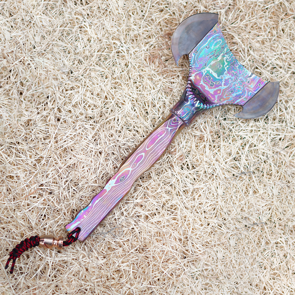 Black Timascus Handle Viking Double-Head Axe – Double Bit - Image 4