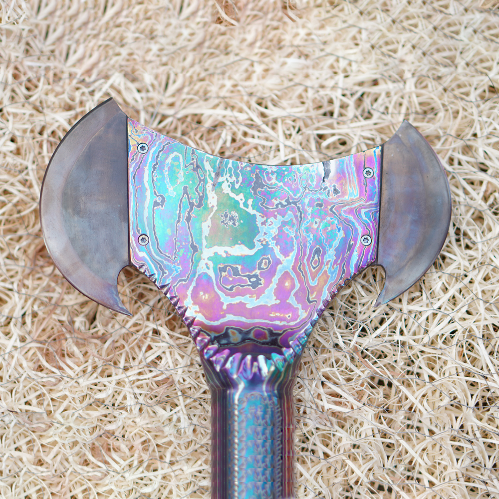 Black Timascus Handle Viking Double-Head Axe – Double Bit - Image 2