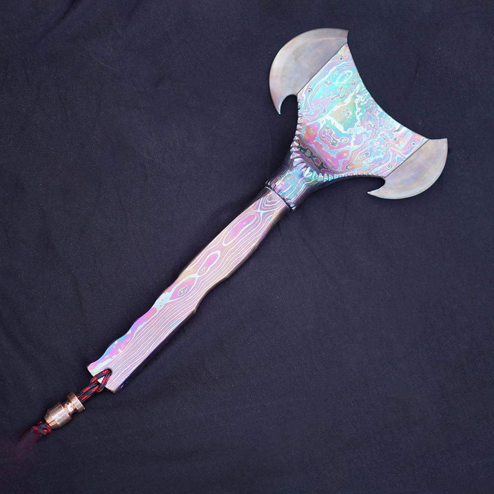 Black Timascus Handle Viking Double-Head Axe – Double Bit