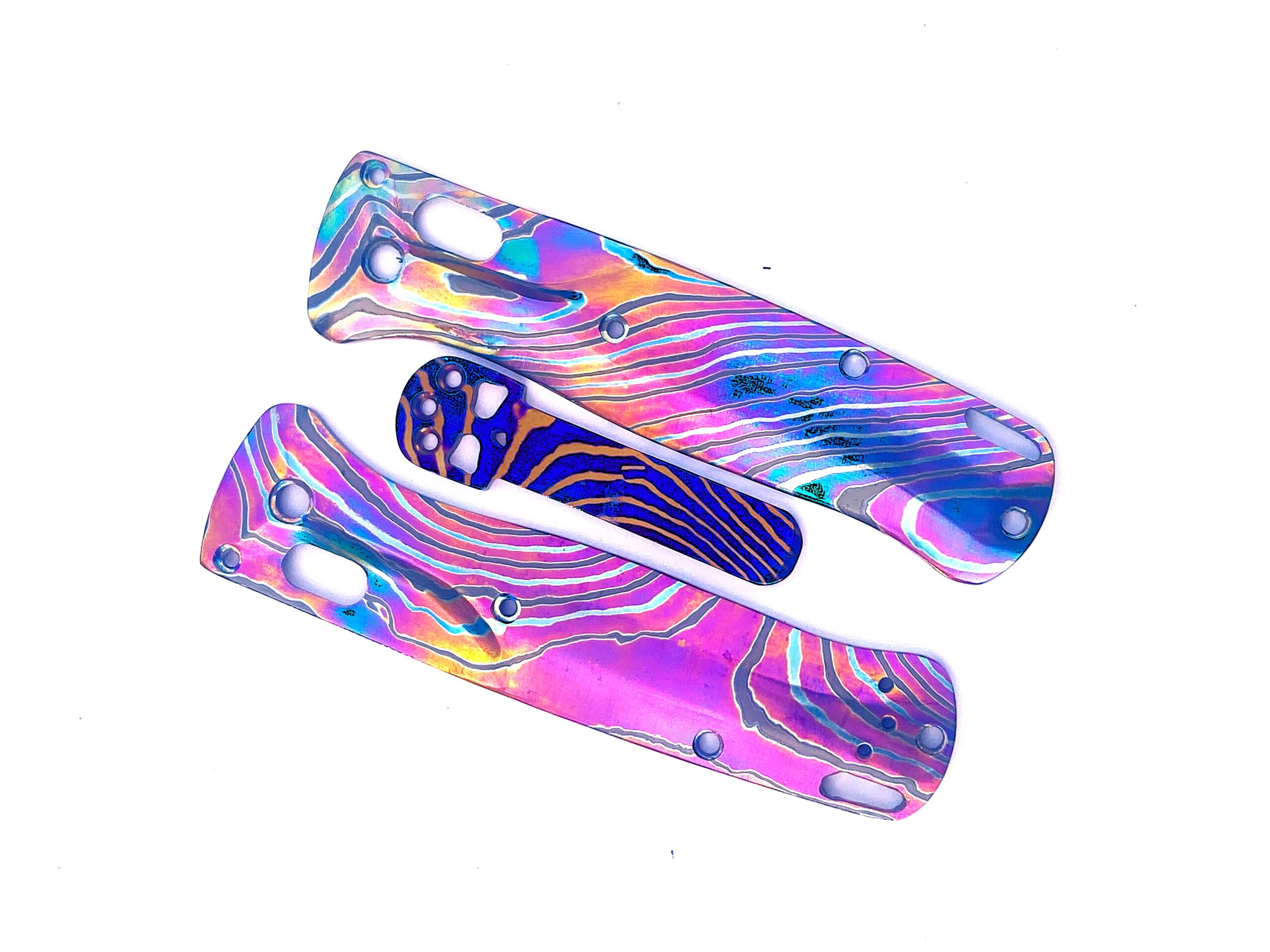 Benchmade Bugout 535 Replacement Scale Kit Timascus (ZircuTi) Scales, Benchmade Bugout 535 Only - 2x Scales Titanium Benchmade Scale Exoctic - Image 2