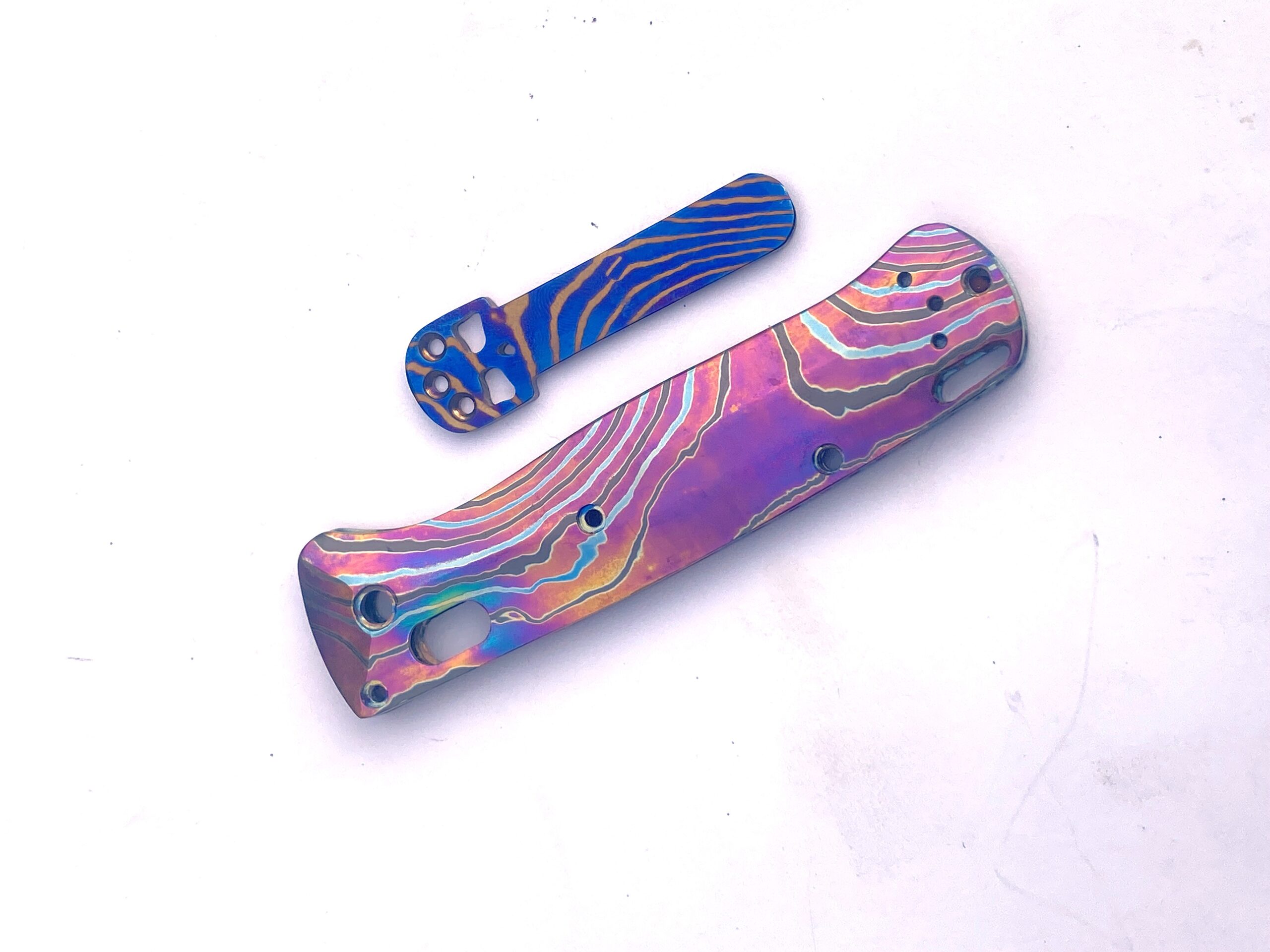 Benchmade Bugout 535 Replacement Scale Kit Timascus (ZircuTi) Scales, Benchmade Bugout 535 Only - 2x Scales Titanium Benchmade Scale Exoctic