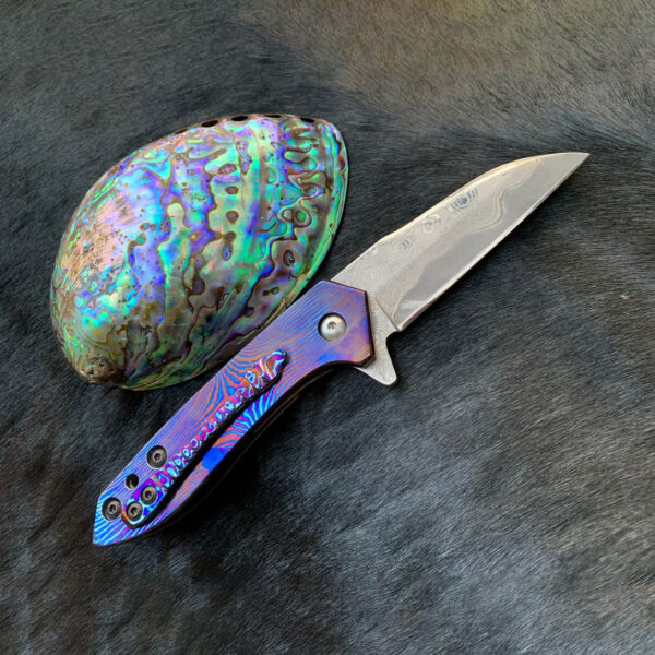 Mokuti Timascus Flipper Knife-Pocket Clip