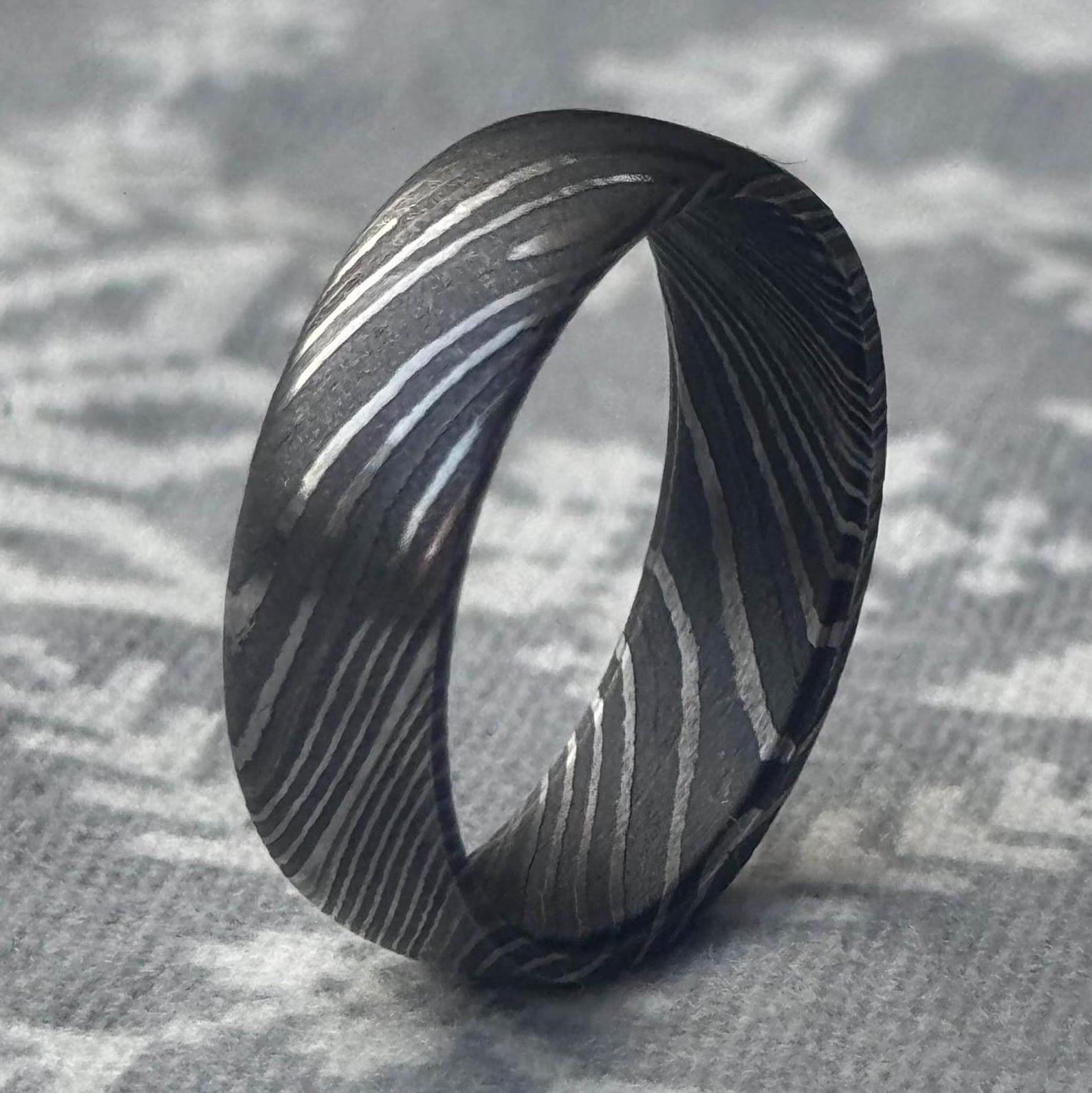 Ordinary Damascus Ring 6mm Openwork pattern domed