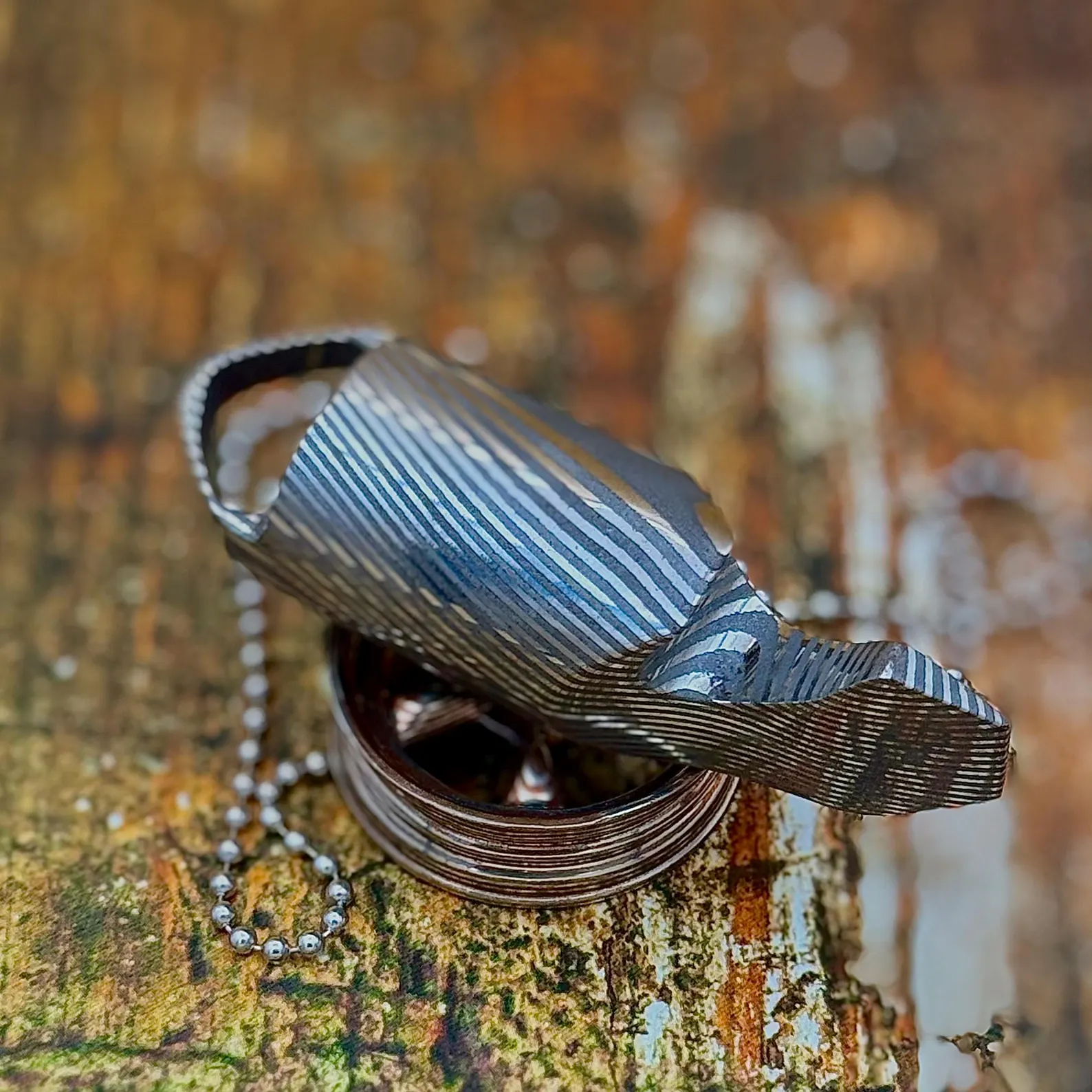 Damascus Steel Bottle OPener Prybar Art Edc Pouch Prybar Gift Birthday Gift Custom Handmade Keychain Gift for Men Groomsmen Mens Outdoor Edc - Image 3