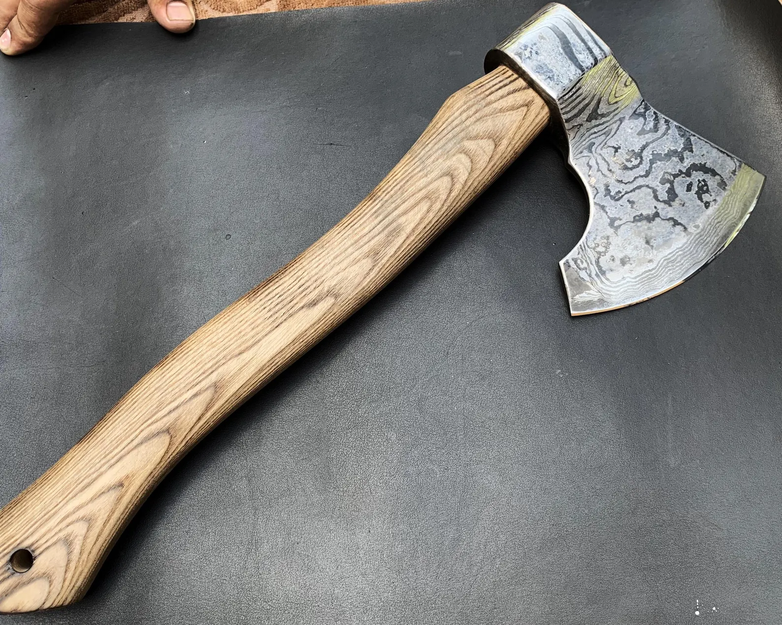 Custom Handmade Sandwich Damascus Axe Viking forged Axe Ash Wood Groomsmen Gift Birthday Gift for Him Anniversary Gift for Husband Vintage - Image 6
