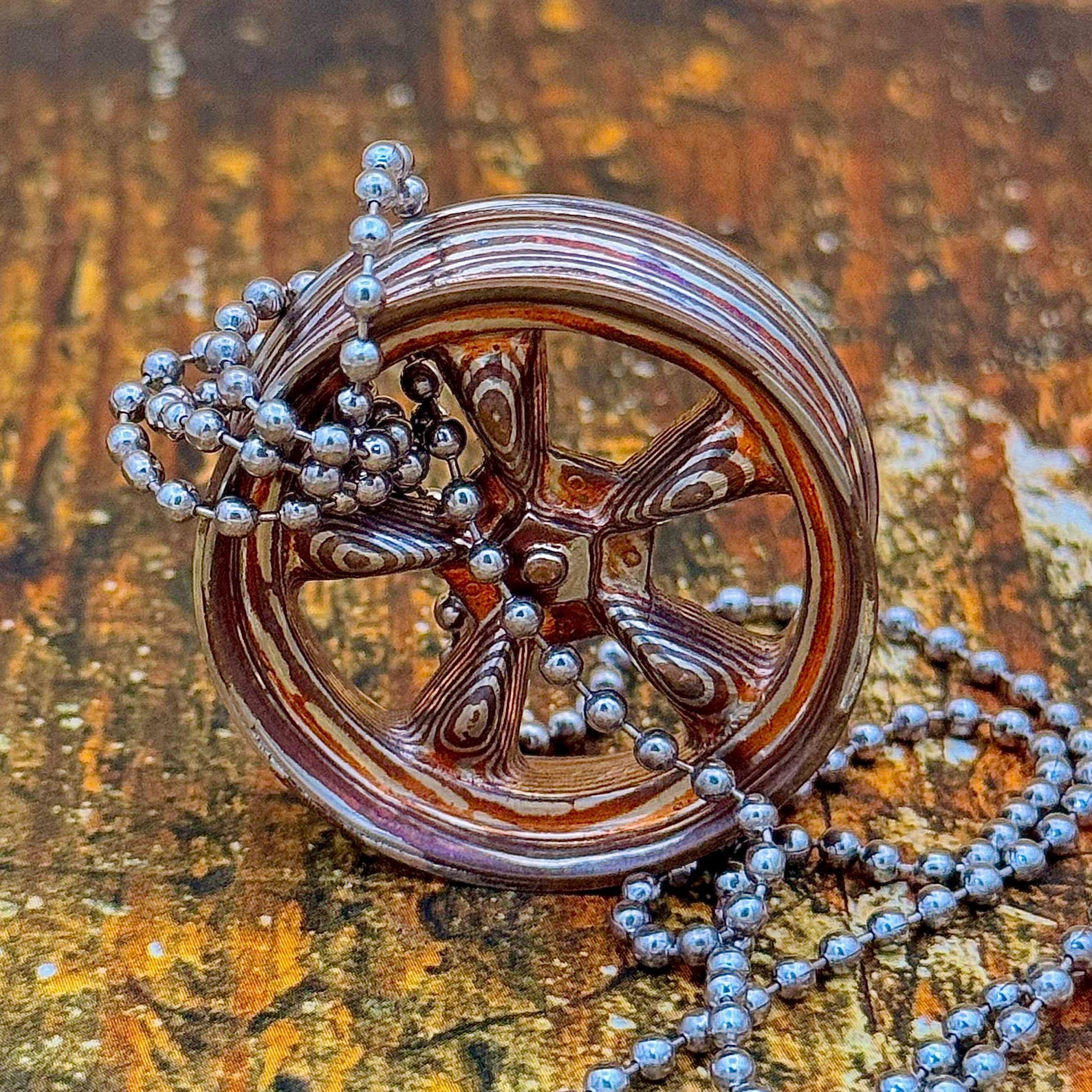 Wheel Alloy Keychain Car Keychain Car Rim Alloy Keychain Mokume Keychain Nickel Silver Keychain Copper Keychain Valentines Gift for Him - Image 2