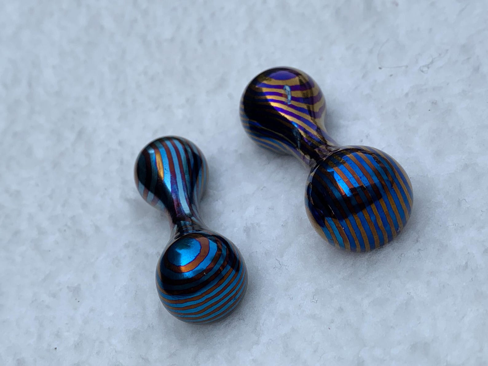 Damascus steel knuckle bone fidget roller toy Titanium - Image 6