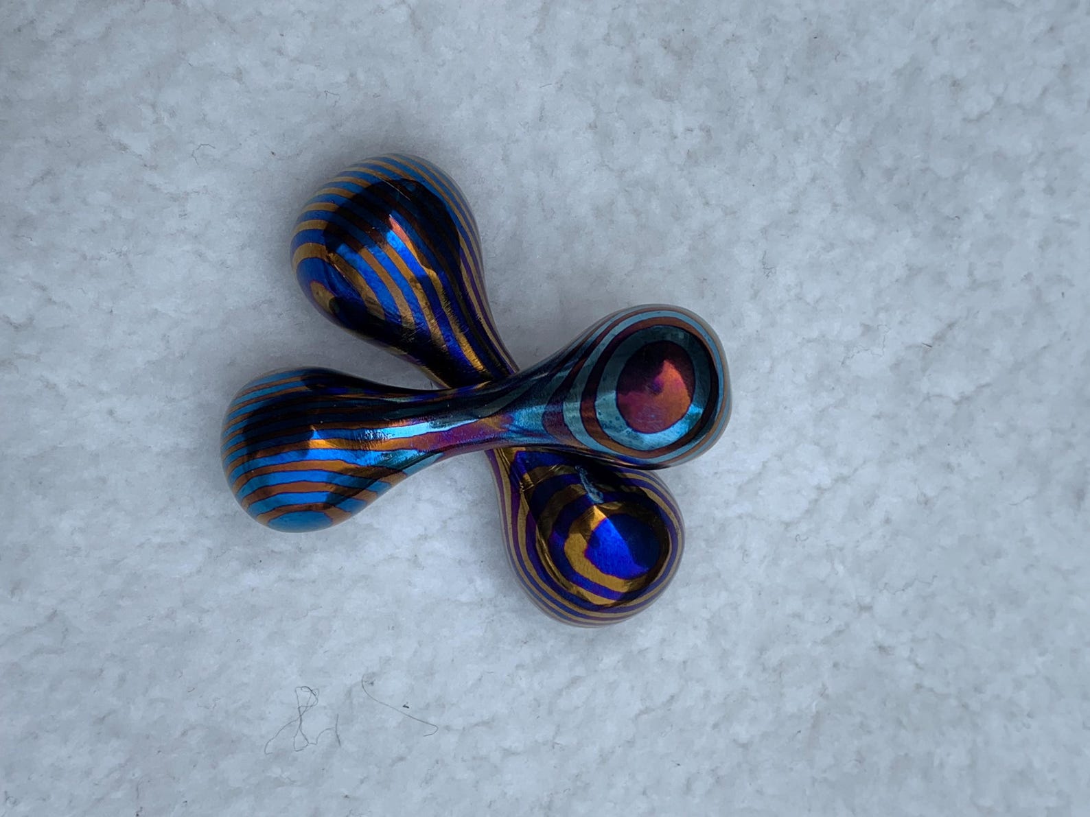 Damascus steel knuckle bone fidget roller toy Titanium - Image 4