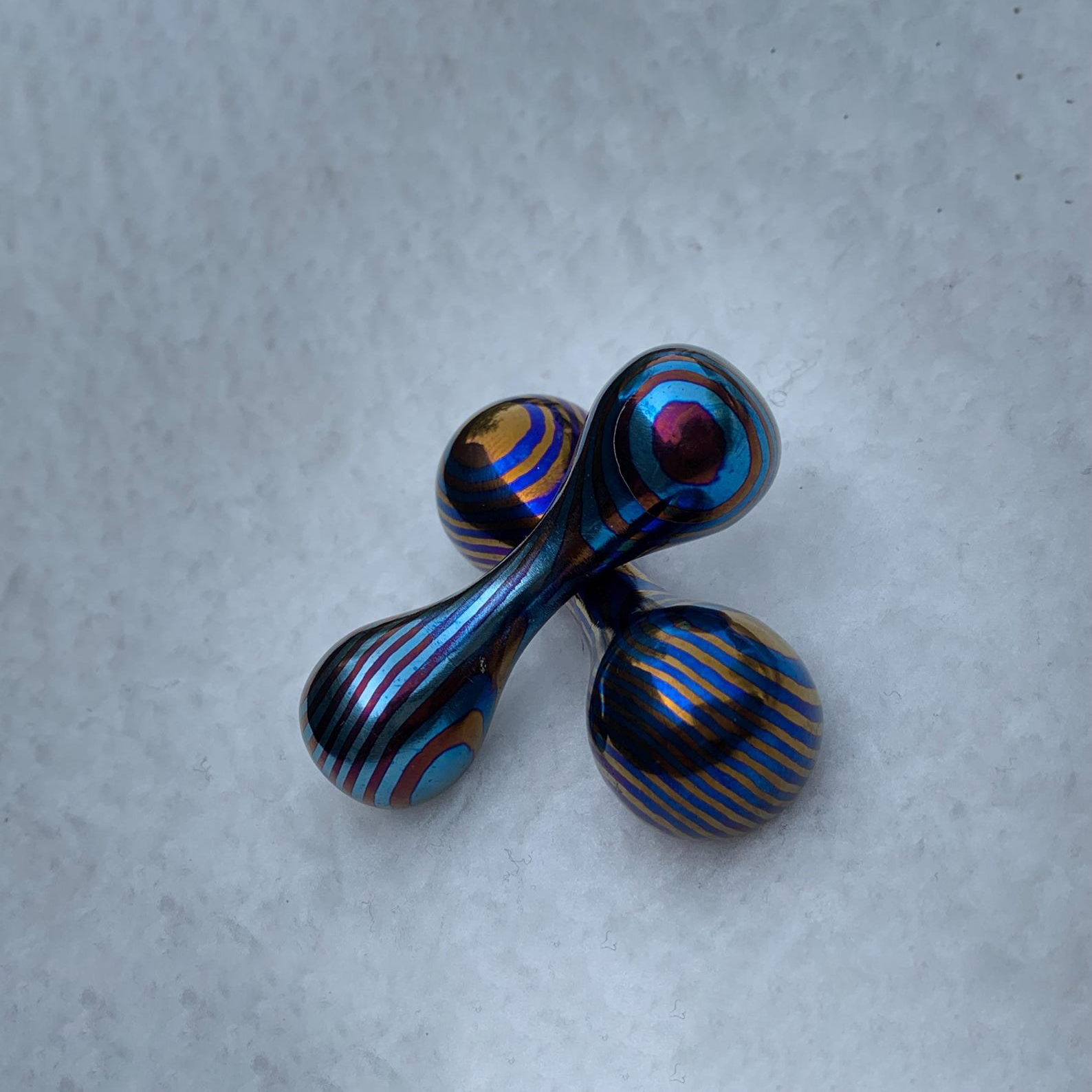 Damascus steel knuckle bone fidget roller toy Titanium