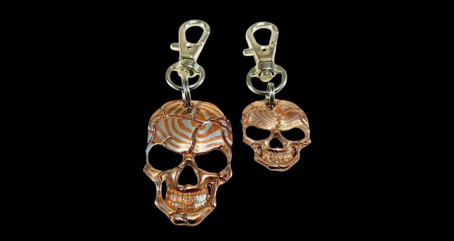 Skull pendant silver nickel LLC copper & Brass Mokume - Image 3