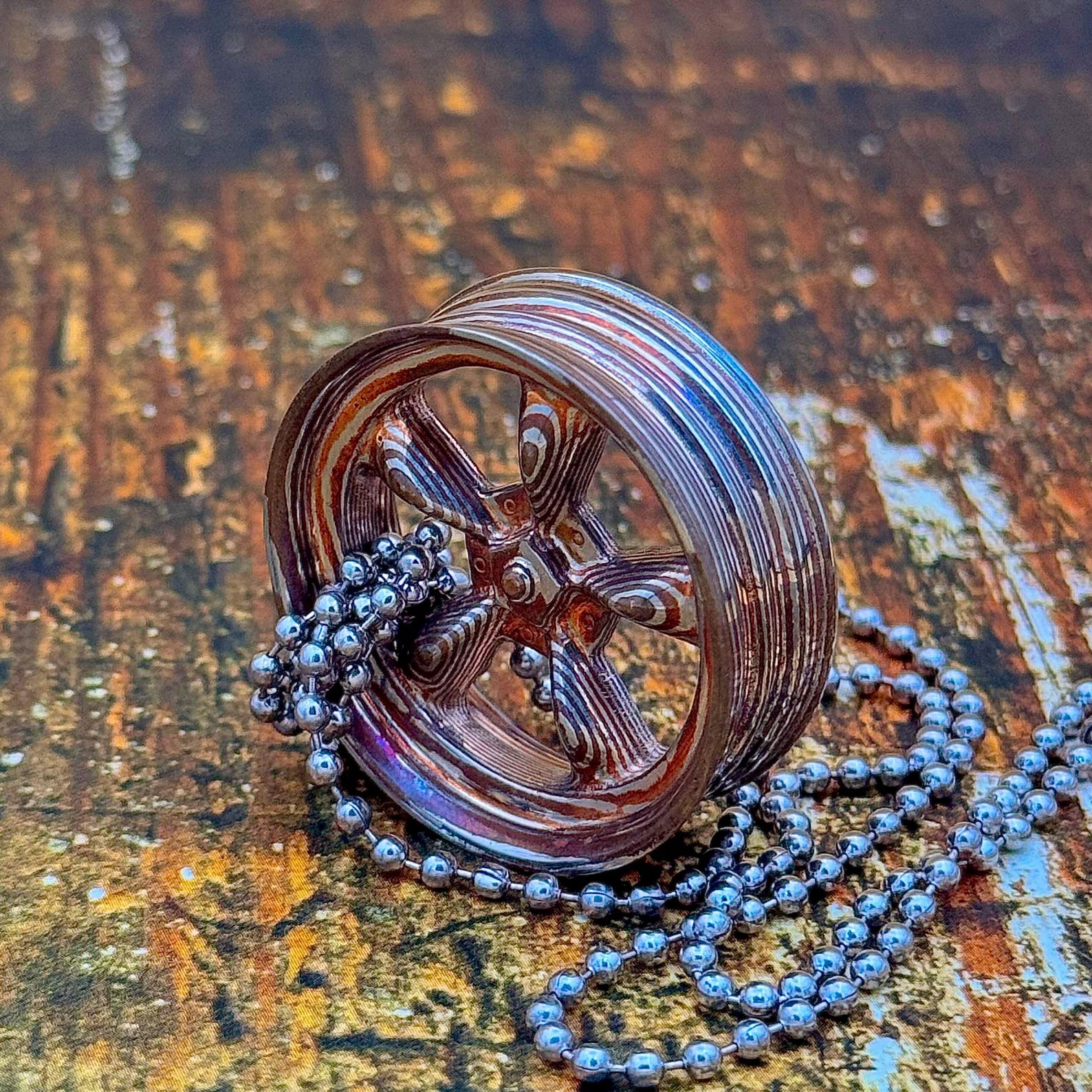 Wheel Alloy Keychain Car Keychain Car Rim Alloy Keychain Mokume Keychain Nickel Silver Keychain Copper Keychain Valentines Gift for Him - Image 5