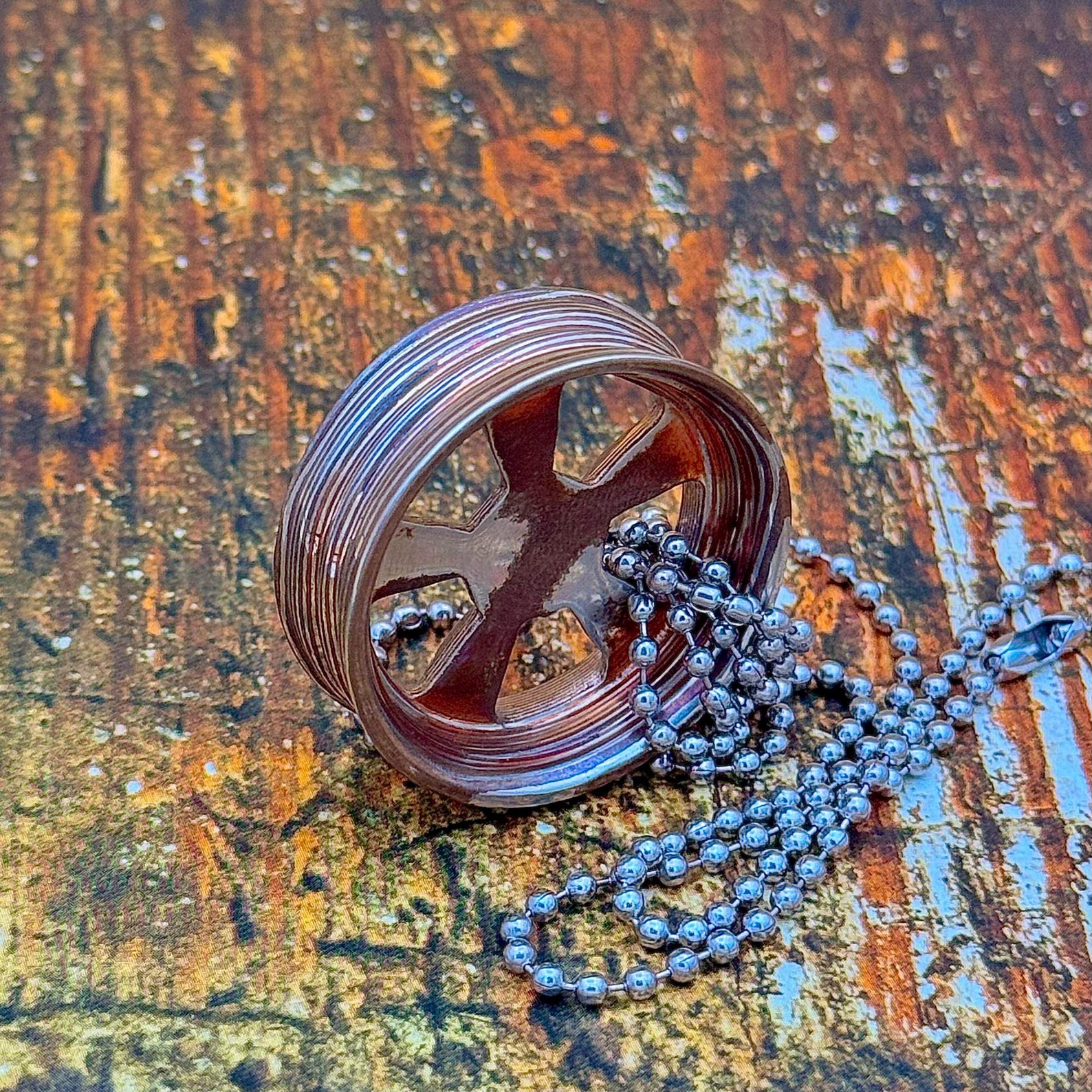 Wheel Alloy Keychain Car Keychain Car Rim Alloy Keychain Mokume Keychain Nickel Silver Keychain Copper Keychain Valentines Gift for Him - Image 6