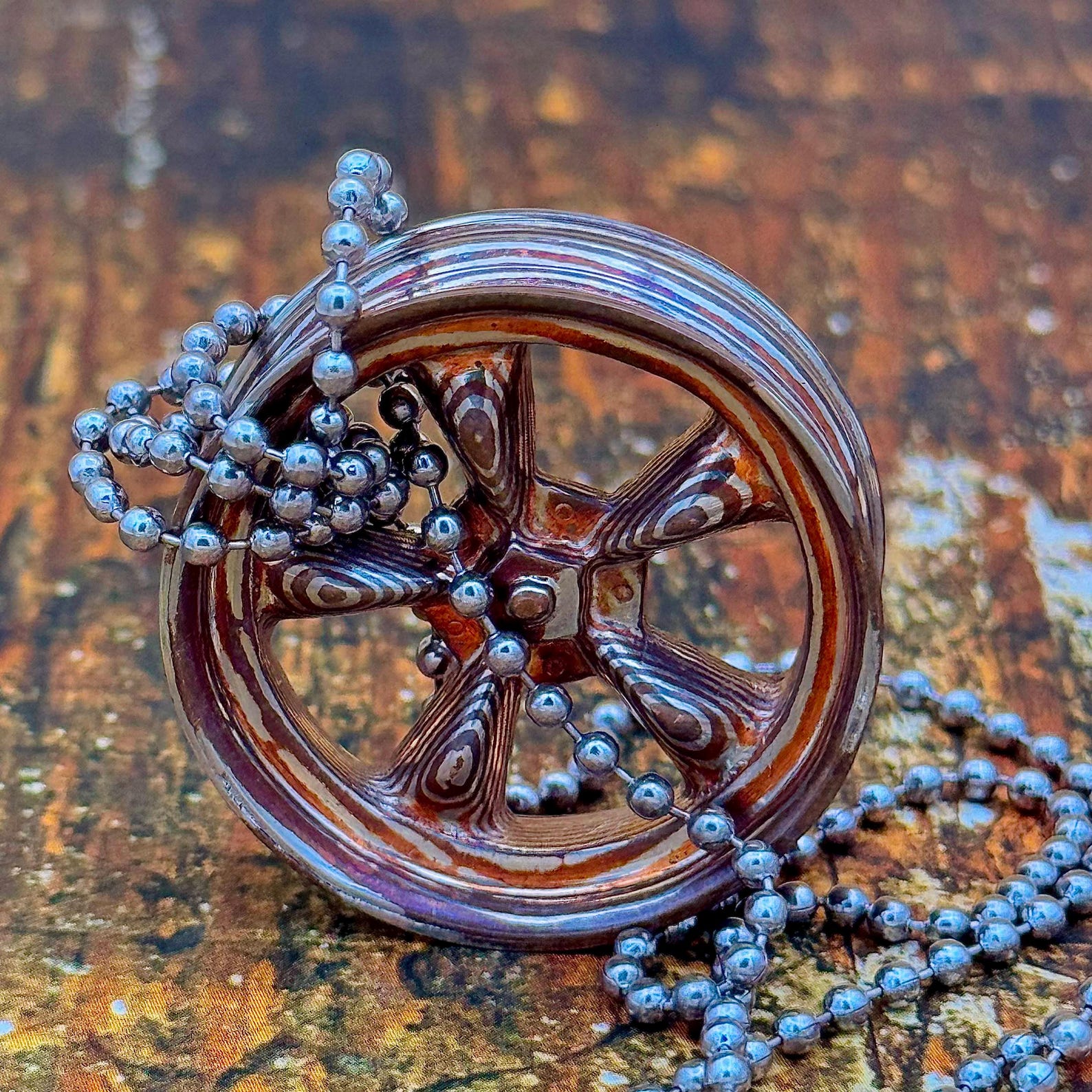 Wheel Alloy Keychain Car Keychain Car Rim Alloy Keychain Mokume Keychain Nickel Silver Keychain Copper Keychain Valentines Gift for Him - Image 3