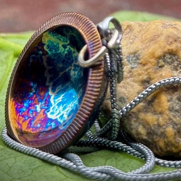 Worry Stone Pendant Titanium Rainbow Color Toxic Pendant