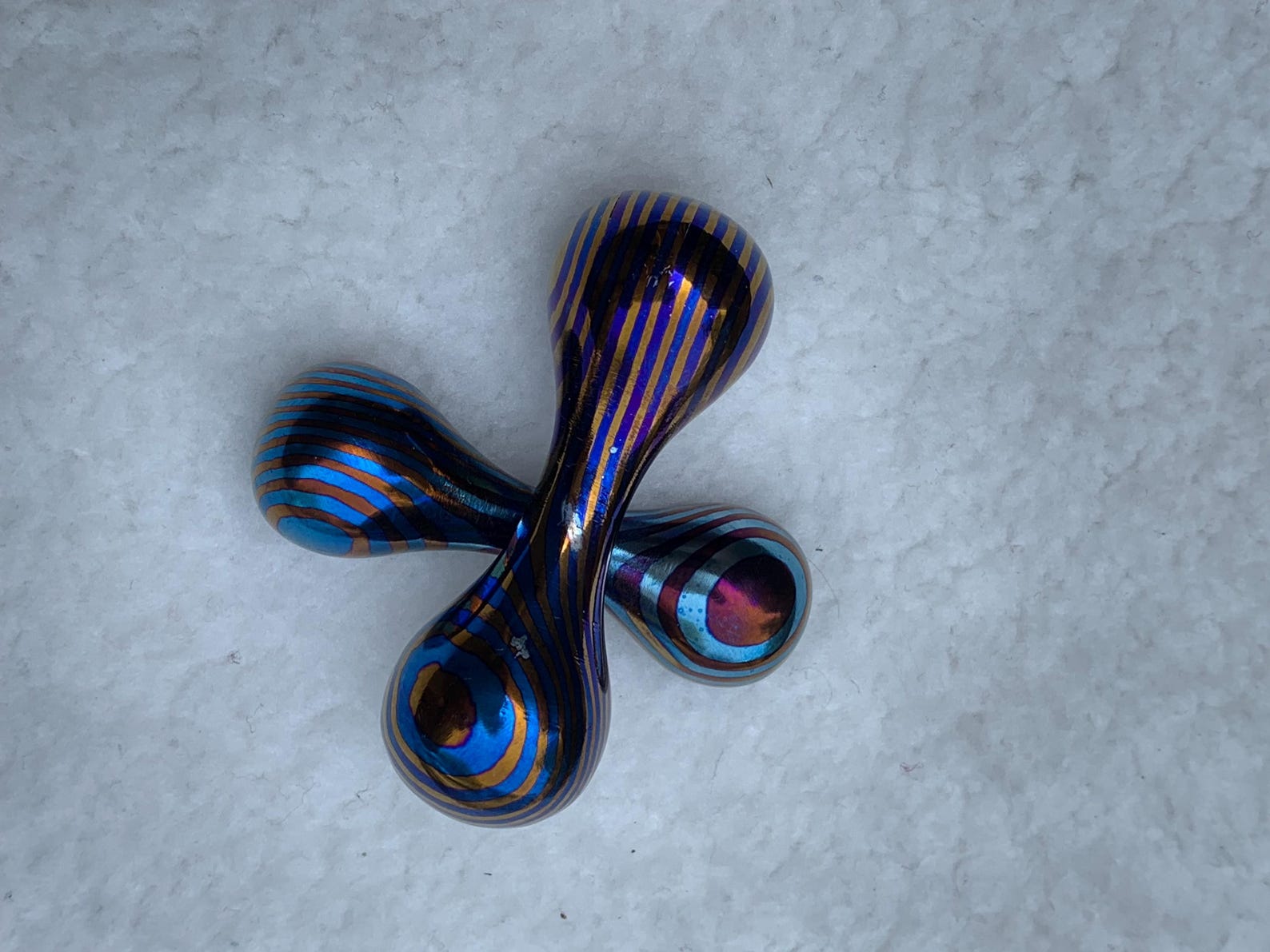 Damascus steel knuckle bone fidget roller toy Titanium - Image 5