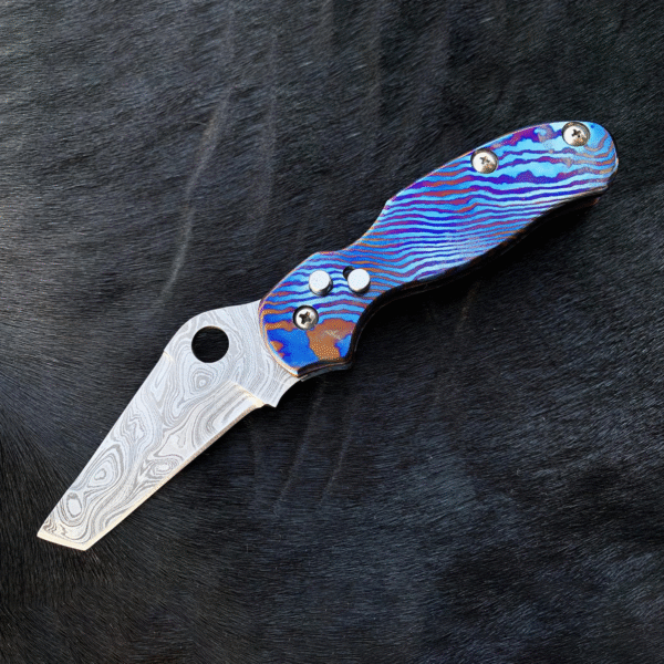 Timascus Folding Knife | Handmade Spyderco Inspired Knife