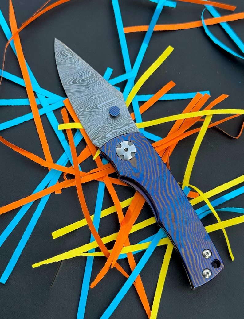 Timascus Folding Knife with Thumb Stud - Image 6