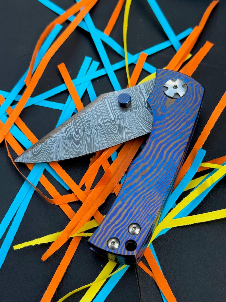 Timascus Folding Knife with Thumb Stud - Image 4