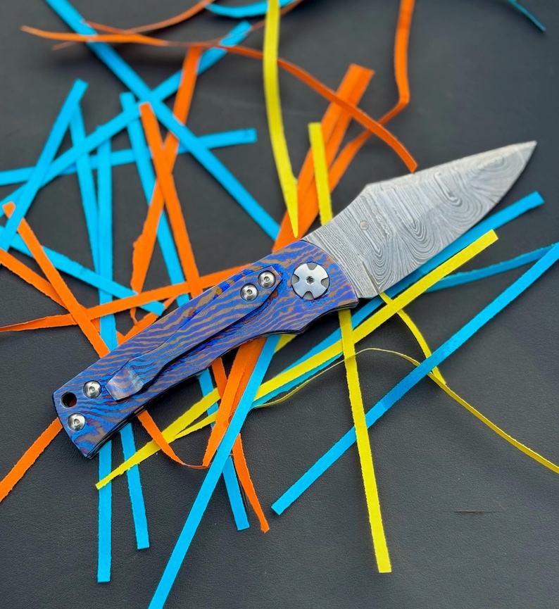Timascus Folding Knife with Thumb Stud - Image 9