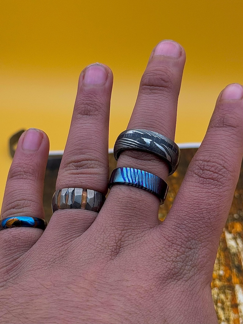 Damascus Whisky Barrel Ring Wedding Band - Image 10