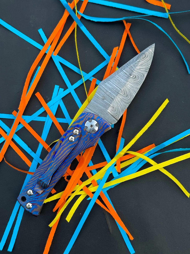 Timascus Folding Knife with Thumb Stud - Image 3