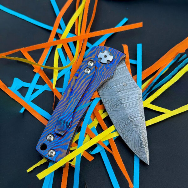 Timascus Folding Knife with Thumb Stud