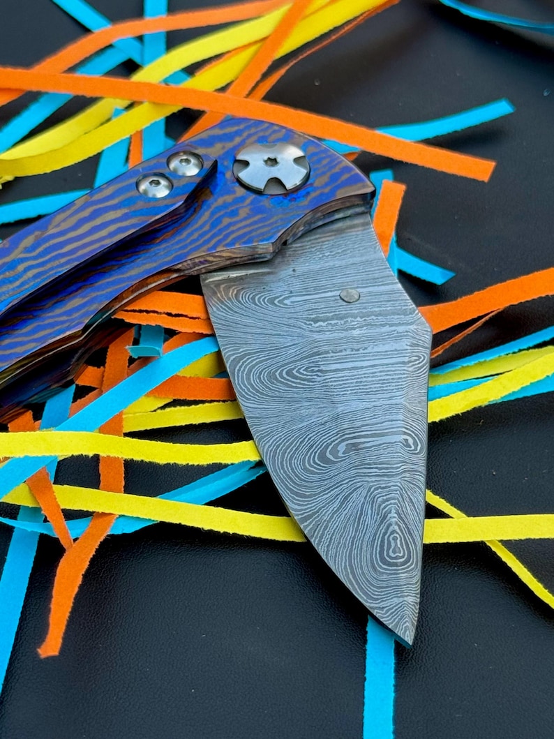Timascus Folding Knife with Thumb Stud - Image 10