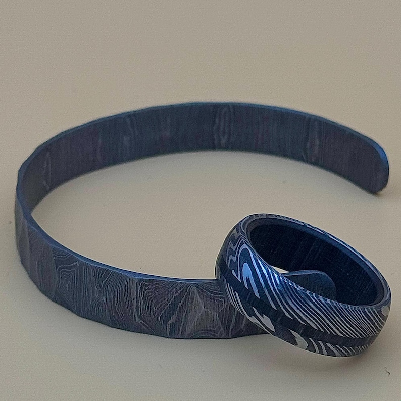 Damascus Whisky Barrel Ring Wedding Band - Image 7