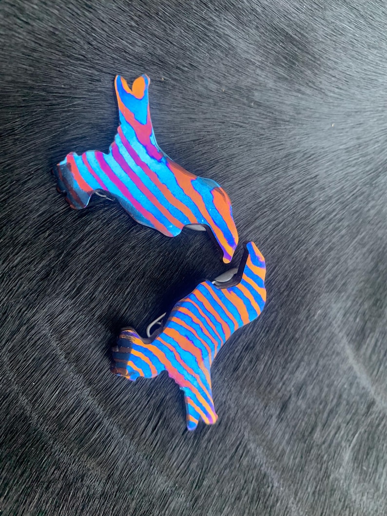 Timascus Wolf Head Brooch Pins Pair couples - Image 3