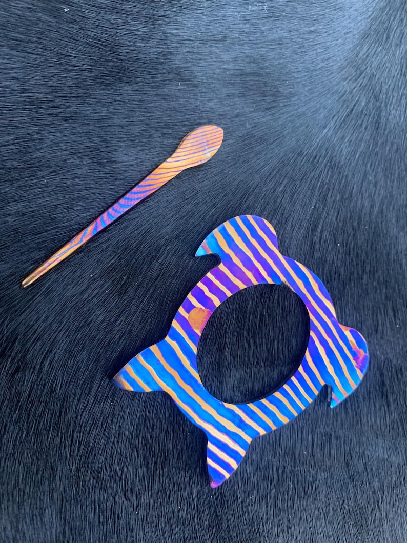 Titanium Brooch Straight Line Timascus Scarf Shawl Pin - Image 2