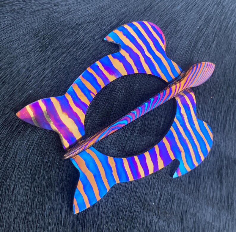 Titanium Brooch Straight Line Timascus Scarf Shawl Pin