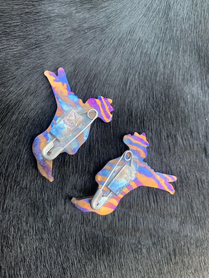 Timascus Wolf Head Brooch Pins Pair couples - Image 4