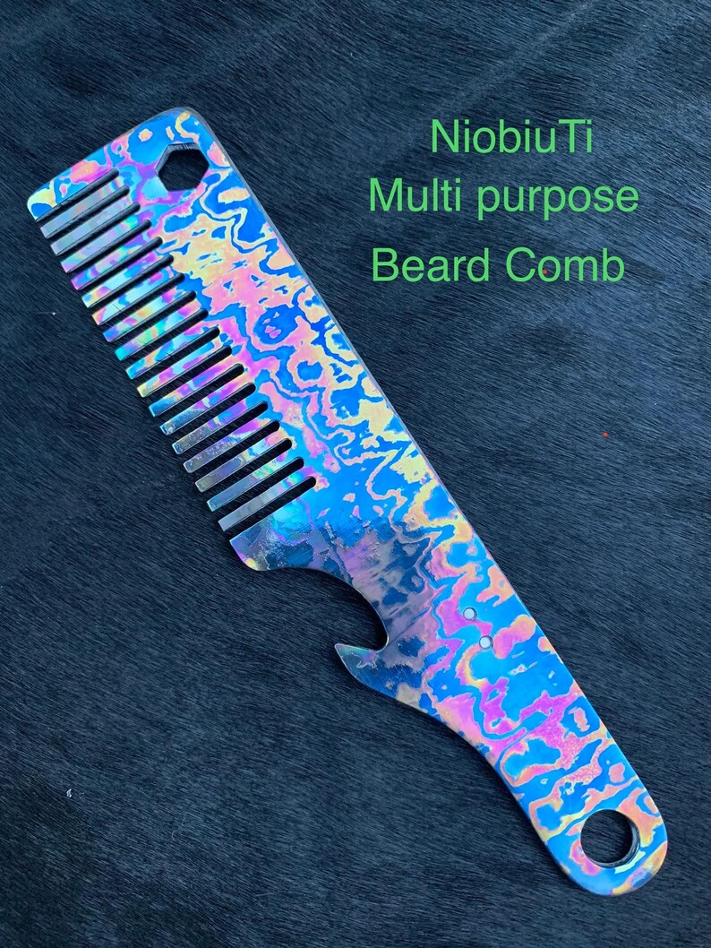 Titanium NiobiuTi Beard Comb Hand Made Pocket Comb - Image 3