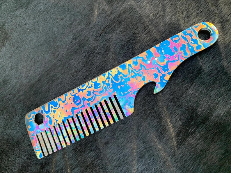Titanium NiobiuTi Beard Comb Hand Made Pocket Comb - Image 2