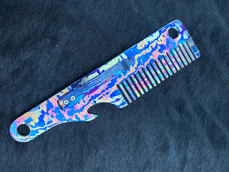 Titanium NiobiuTi Beard Comb Hand Made Pocket Comb - Image 4