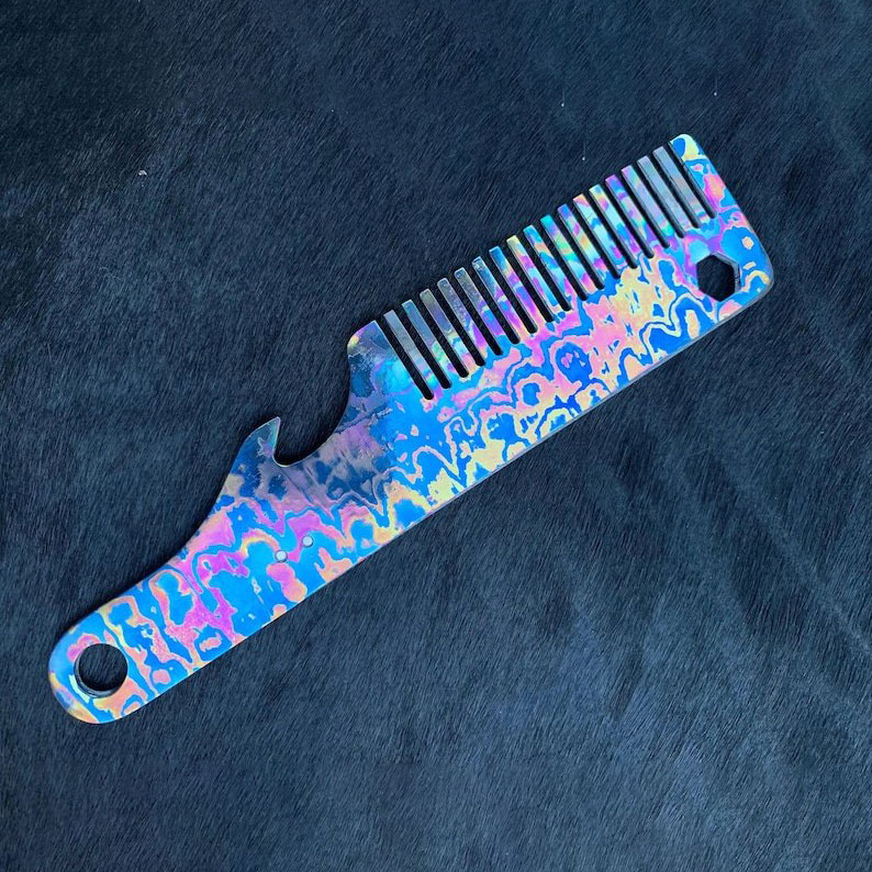 Titanium NiobiuTi Beard Comb Hand Made Pocket Comb