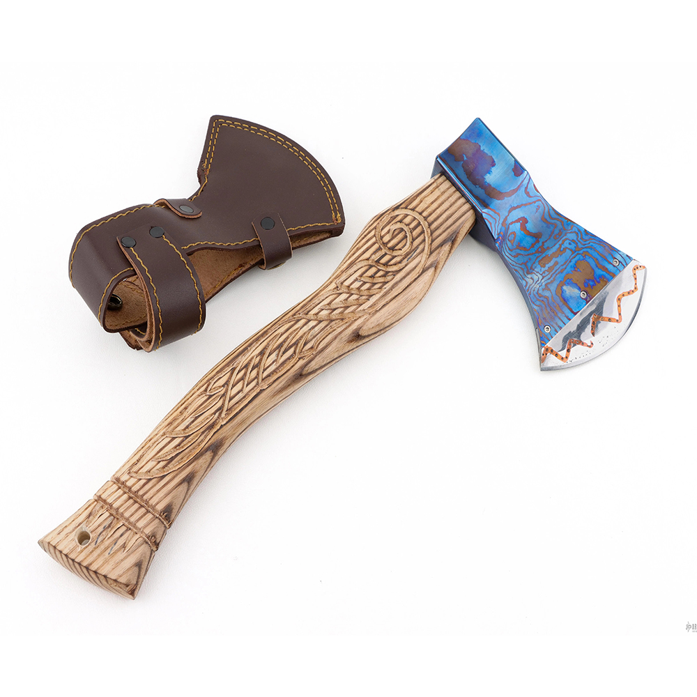 Timascus Axe with Copper Inlays – Steel Blade