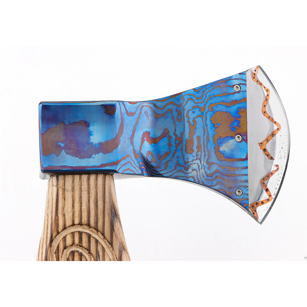 Timascus Axe with Copper Inlays – Steel Blade - Image 2