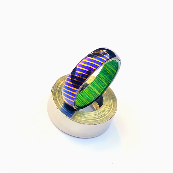 Single Round Ring Timascus Green Wood Damascus