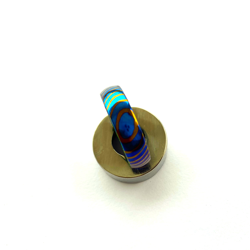 Single Round Ring Timascus Green Wood Damascus - Image 3